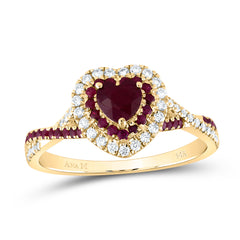 14k Gold 1/5 CTW-Natural Diamond 1/4 Ct-Rd-Ru 4.5MM Ht-Ru Natural Gemstone Double Halo Bridal Ring Gram