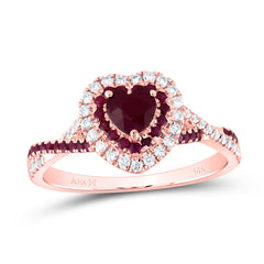 14K Rose Gold 1/5 CTW-Natural Diamond 1/4 CTW-Rd-Ru 4.5MM Ht-Ru Natural Gemstone Double Halo Bridal Ring 2.82 Gram