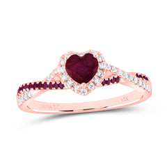 14K Rose Gold 1/8 CTW-Natural Diamond 1/8 CTW-Rd-Ru 4.5MM Ht-Ru Natural Gemstone Single Halo Bridal Ring 2.73 Gram