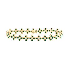 7/8CTW-DIA ANA M 3 1/2CTW RD-EM NAT GEM CLOVER BRACELET (7 INCH)