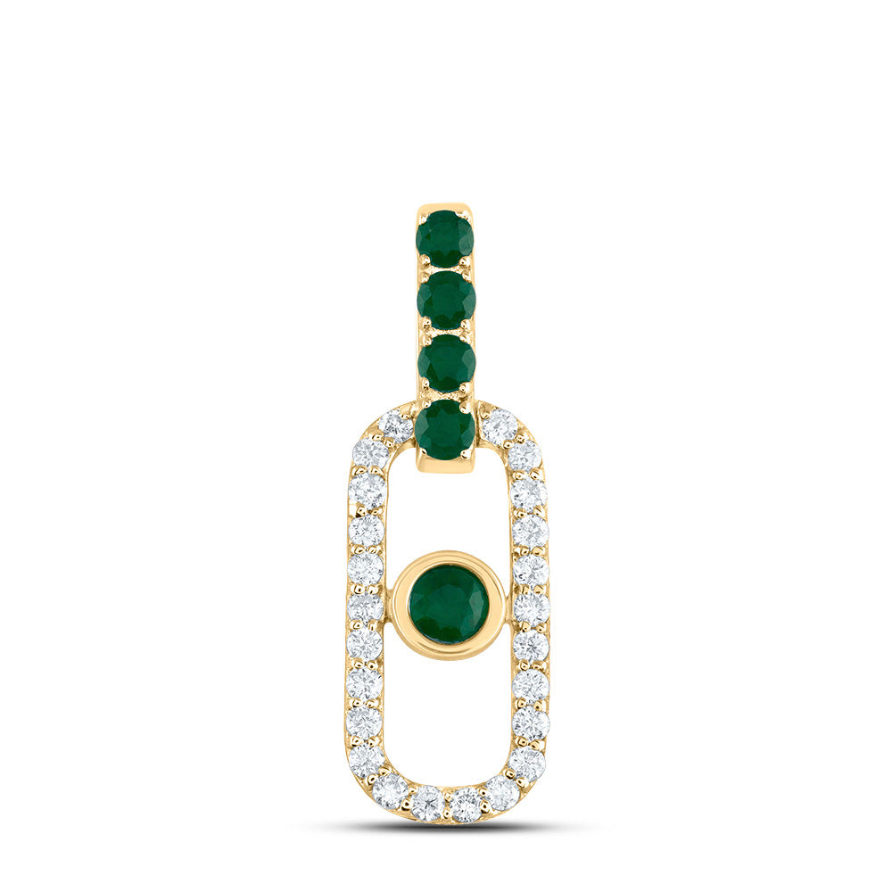 1/5CTW-DIA ANA M 1/4CTW RD-EM NAT GEM PAPER CLIP PENDANT