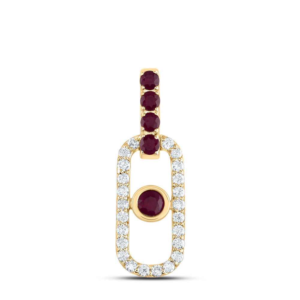 1/5CTW-DIA ANA M 1/3CTW RD-RU NAT GEM PAPER CLIP PENDANT