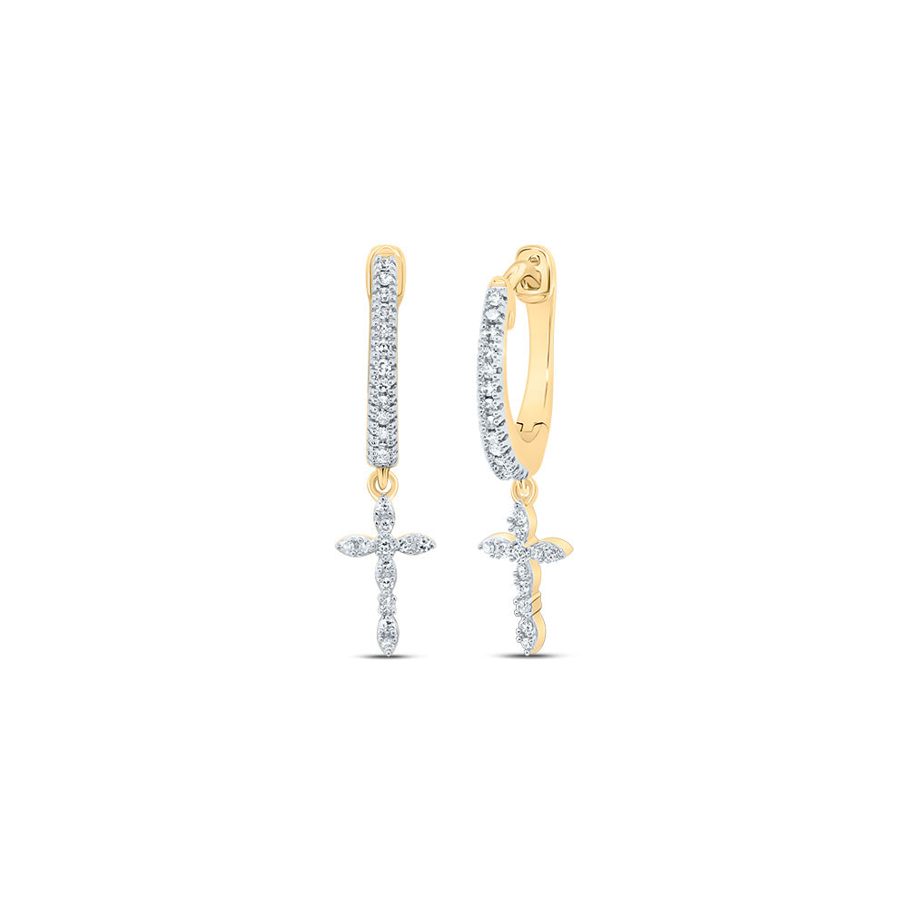 1/8 CTW-DIA NK CROSS DANGLING EARRING