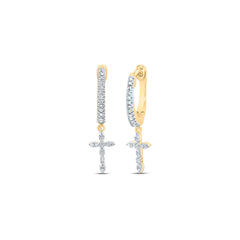 1/8 CTW-DIA NK CROSS DANGLING EARRING