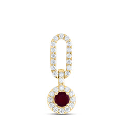 1/6CTW-DIA ANA M 1/8CTW RD-RU NAT GEM PAPER CLIP PENDANT