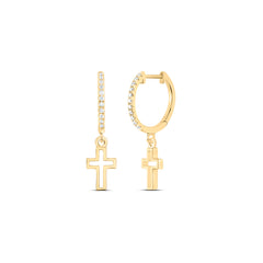 1/10CTW-DIA ANA M FASHION CROSS DANGLING EARRING