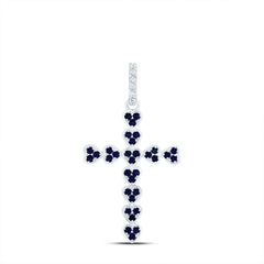14K White Gold 1/20 CTW-Natural Diamond 1/2 CTW-Rd-Bs Natural Gemstone Heart Cross Pendant 2.82 Gram