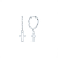 1/10CTW-DIA ANA M FASHION CROSS DANGLING EARRING