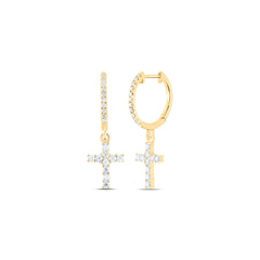3/8CTW-DIA ANA M FASHION CROSS DANGLING EARRING