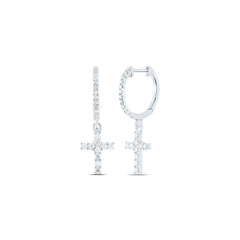 3/8CTW-DIA ANA M FASHION CROSS DANGLING EARRING