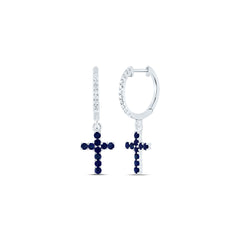 1/10CTW-DIA ANA M 1/2CTW-RD-BS NAT GEM CROSS DANGLING EARRING