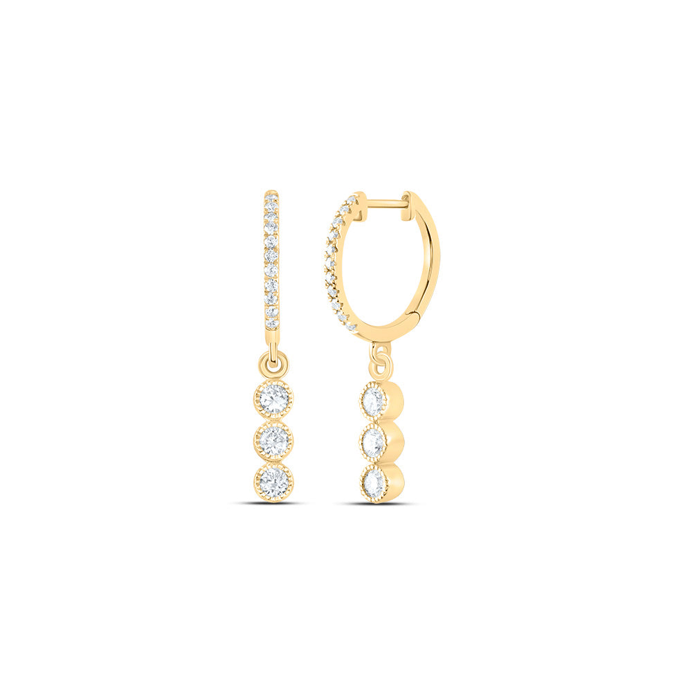 14K Yellow Gold 3/8 CTW-Natural Diamond Fashion Dangling Earring 1.77 Gram