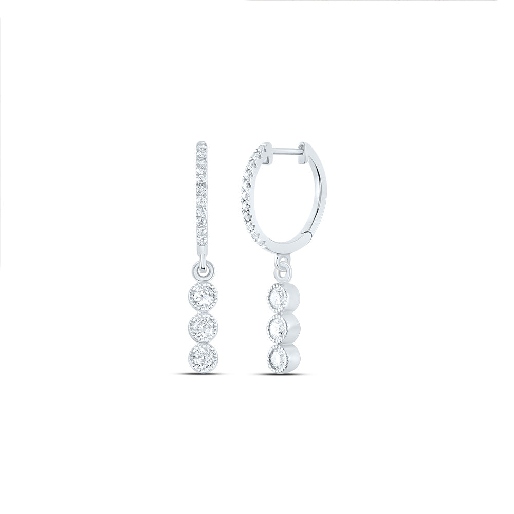 14K White Gold 3/8 CTW-Natural Diamond Fashion Dangling Earring 1.76 Gram