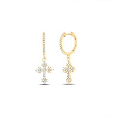3/8CTW-DIA ANA M FASHION CROSS DANGLING EARRING