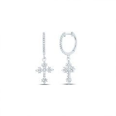 3/8CTW-DIA ANA M FASHION CROSS DANGLING EARRING