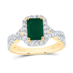 3/4CTW-DIA ANA M 8X5.5MM-OCT-EM NAT GEM SINGLE HALO ENGAGEMENT RING