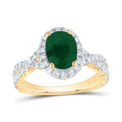 3/4CTW-DIA ANA M 9X6.5MM-OV-EM NAT GEM SINGLE HALO ENGAGEMENT RING