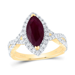 3/4CTW-DIA ANA M 12X6MM-MQ-RU NAT GEM SINGLE HALO ENGAGEMENT RING