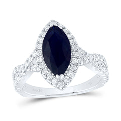 3/4CTW-DIA ANA M 12X6MM-MQ-BS NAT GEM SINGLE HALO ENGAGEMENT RING