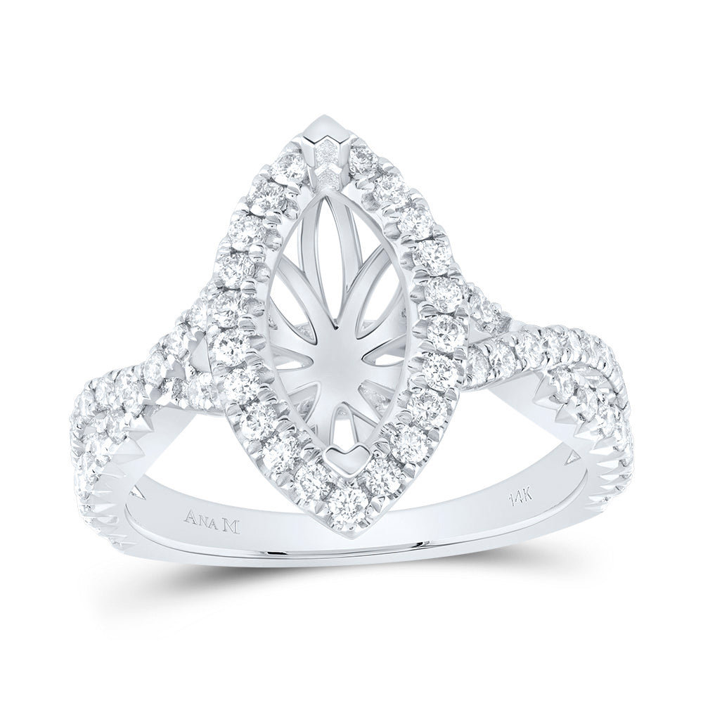 3/4CTW-DIA ANA M 1 1/2CT-CMQ SEMI-MOUNT SINGLE HALO ENGAGEMENT RING