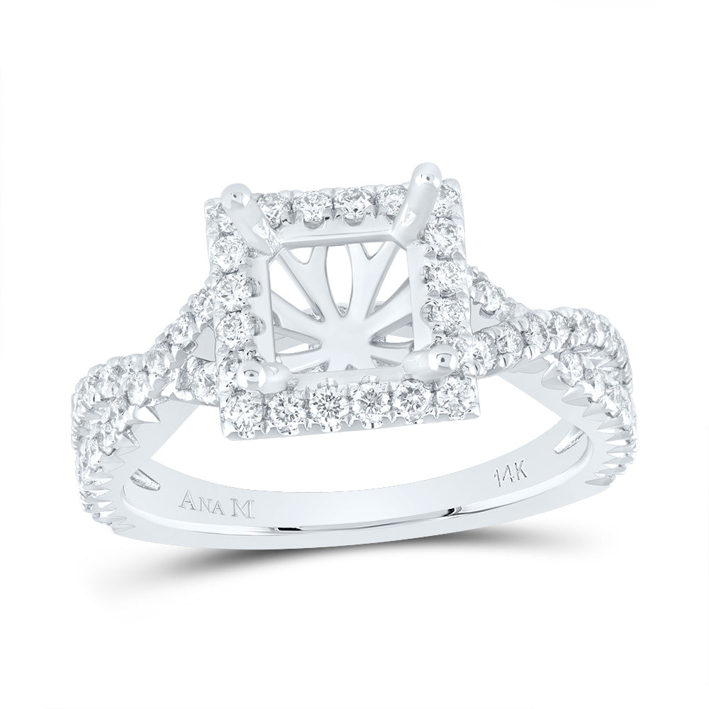 3/4CTW-DIA ANA M 1 1/2CT-CPR SEMI-MOUNT SINGLE HALO ENGAGEMENT RING
