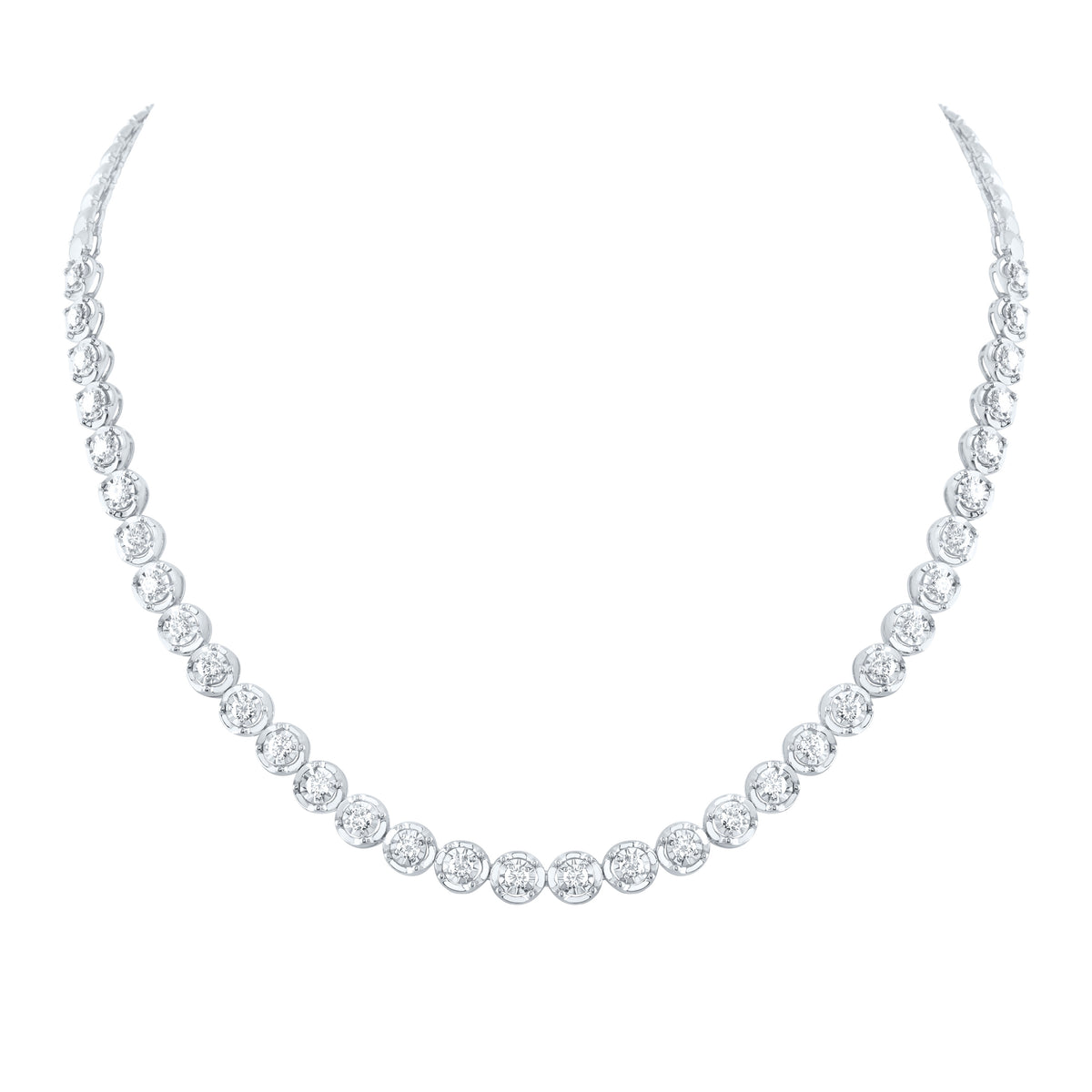 14K White Gold 5 3/4 CTW-Natural Diamonde Fashion Tennis Necklace (18 Inch ) 31.47 Gram