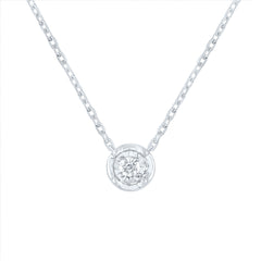 14K White Gold 1/12 CTW-Natural Diamond Fashion Round Necklace(18 Inch ) 1.91 Gram