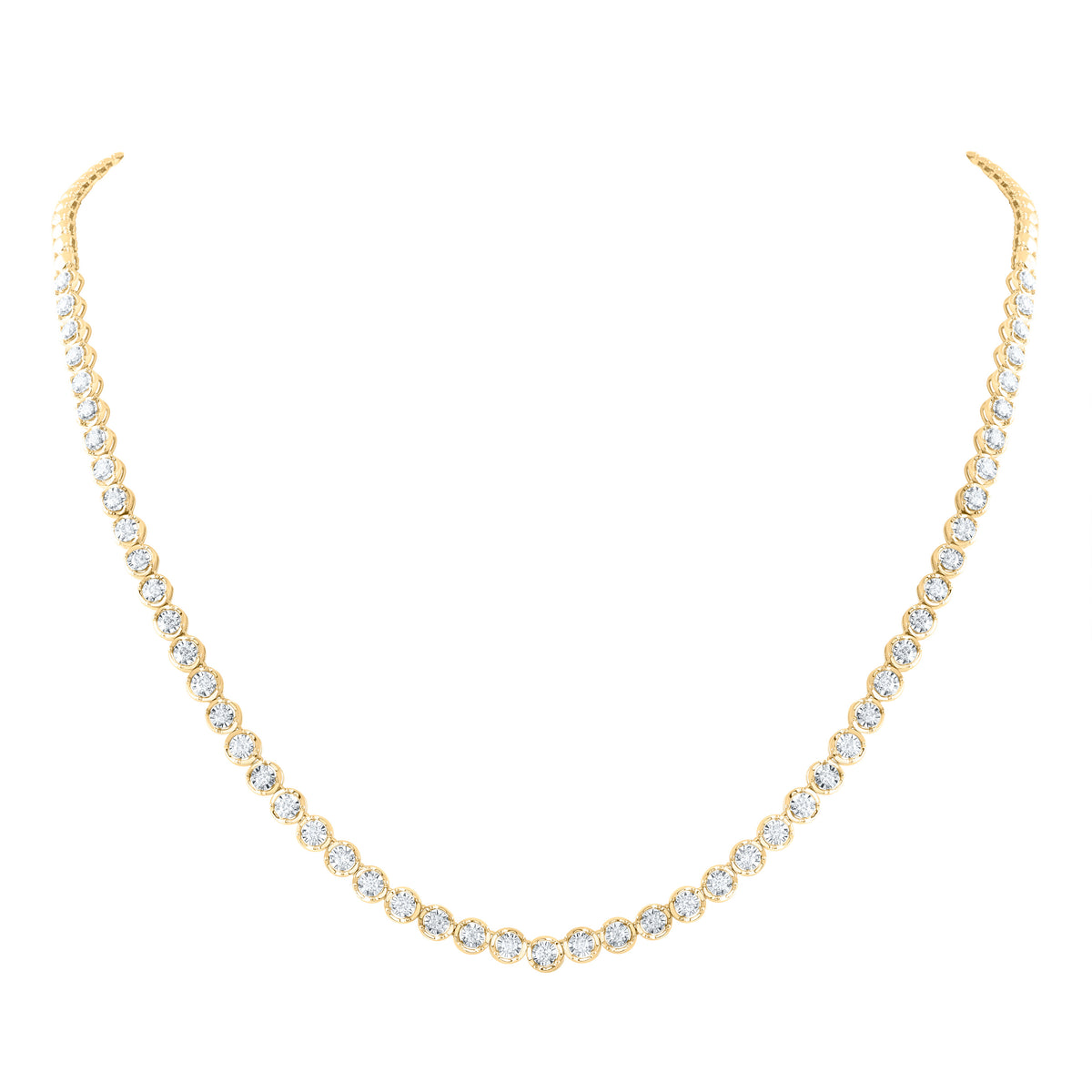 14K Yellow Gold 1 5/8 CTW-Natural Diamonde Fashion Tennis Necklace (18 Inch ) 21.29 Gram