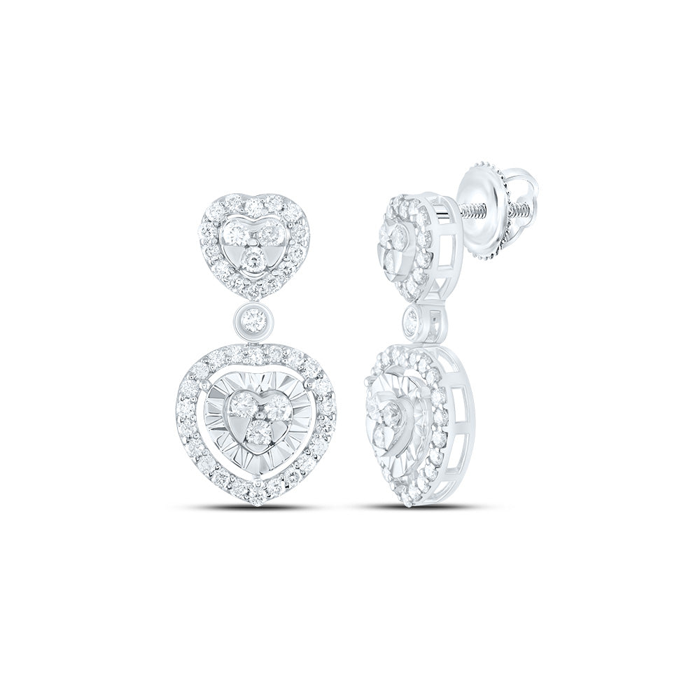 1/2CTW-DIA CN FASHION HEART DANGLING EARRING