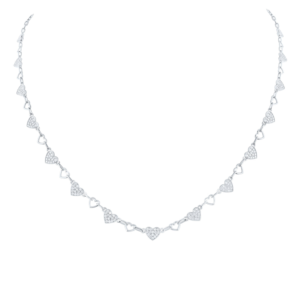 1 1/4CTW-DIA ANA M FASHION HEART NECKLACE (17 INCH)