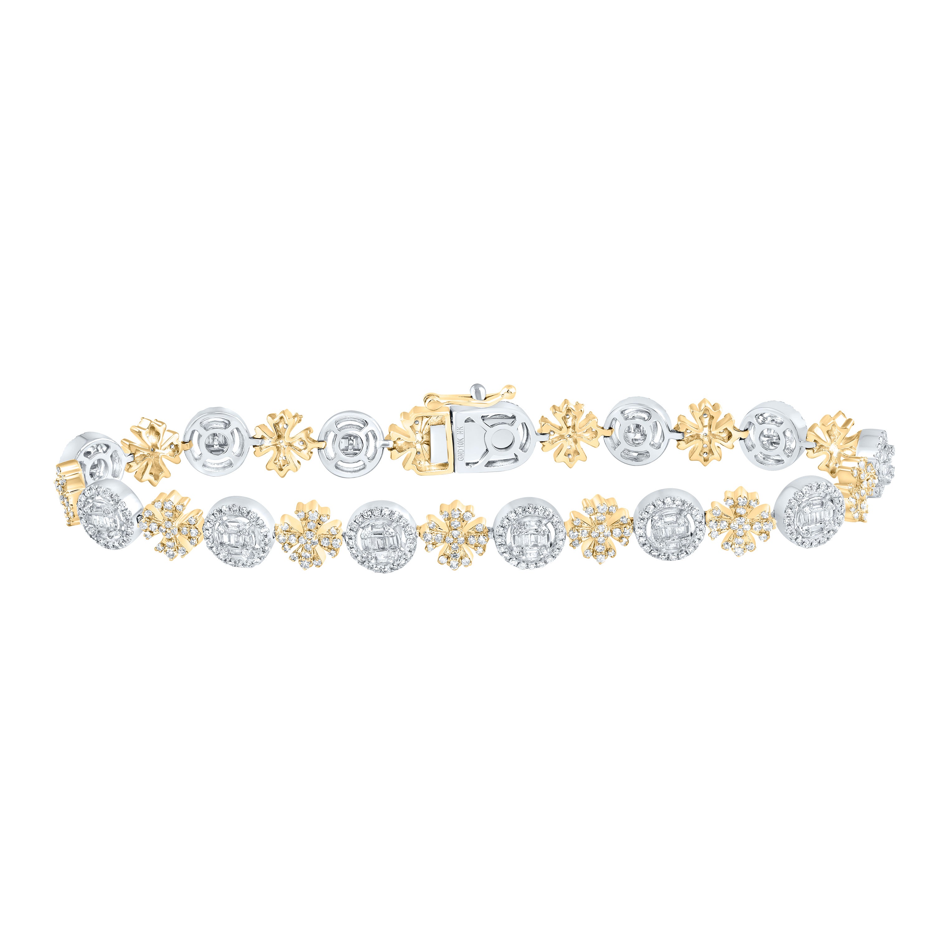 2 3/8CTW-DIA NK CROME CROSS BRACELET (8 INCH)