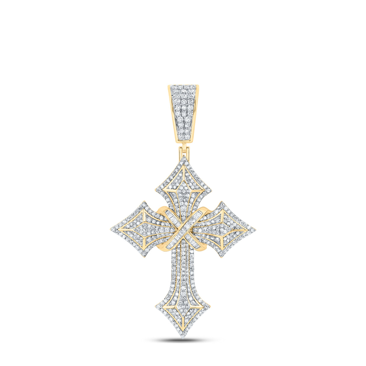 1 3/4CTW-DIA NK CROME CROSS MENS CHARM