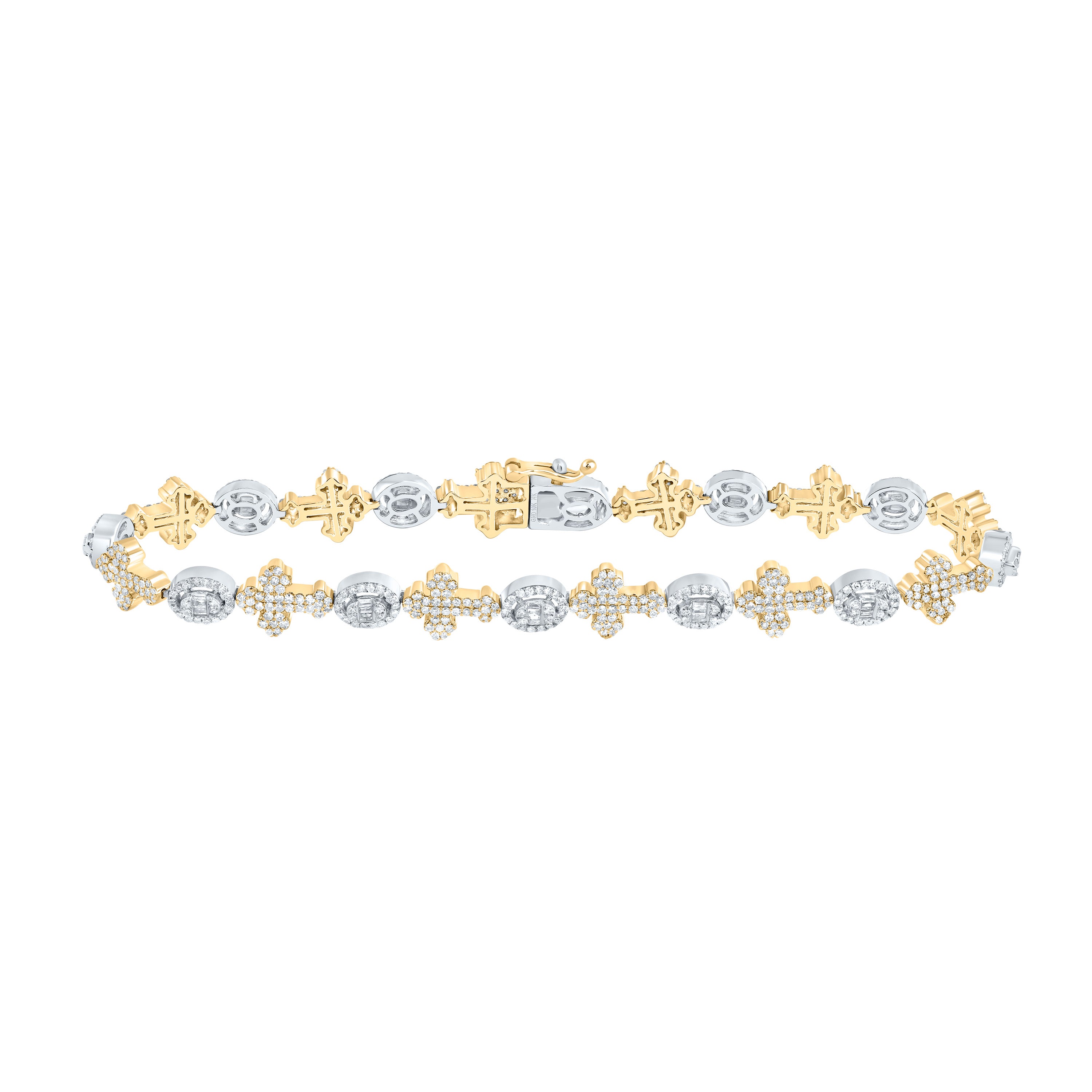 2 5/8CTW-DIA NK CROME CROSS MENS BRACELET (8 INCH)