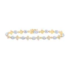 2 5/8CTW-DIA NK CROME CROSS MENS BRACELET (8 INCH)