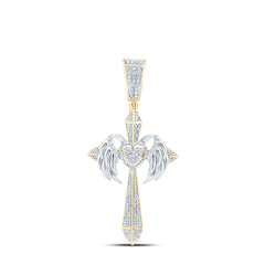 1 1/5CTW-DIA NK CROME HEART CROSS MENS CHARM