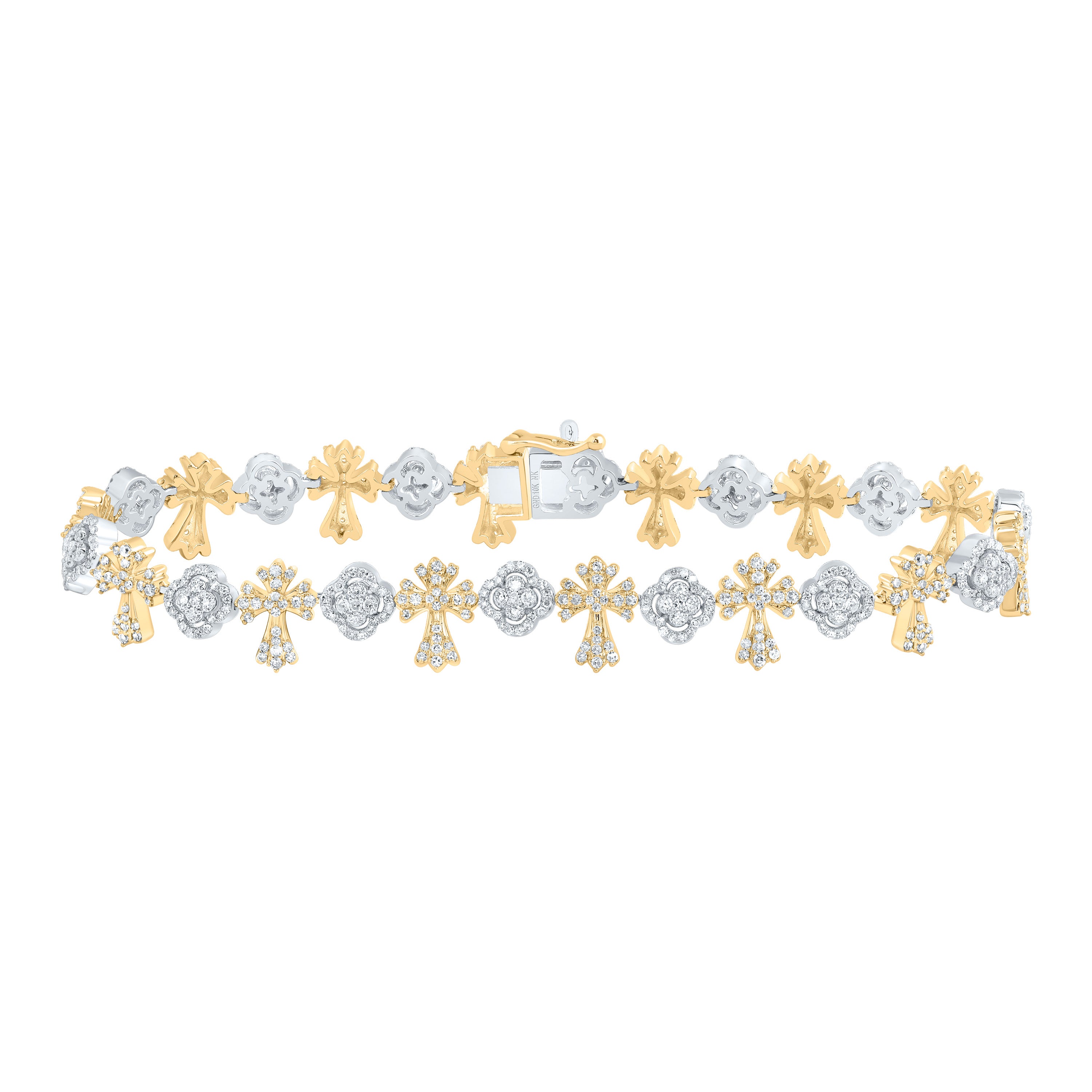 2 3/8CTW-DIA NK CROME CROSS BRACELET (8 INCH)