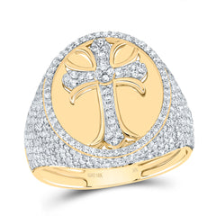 1 7/8CTW-DIA NK CROME CROSS MENS RING