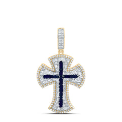 10K Yellow Gold 1 CTW-Natural Diamond 1 Ct-Bag-Bs Natural Gemstone Cross Mens Charm 4.21 Gram
