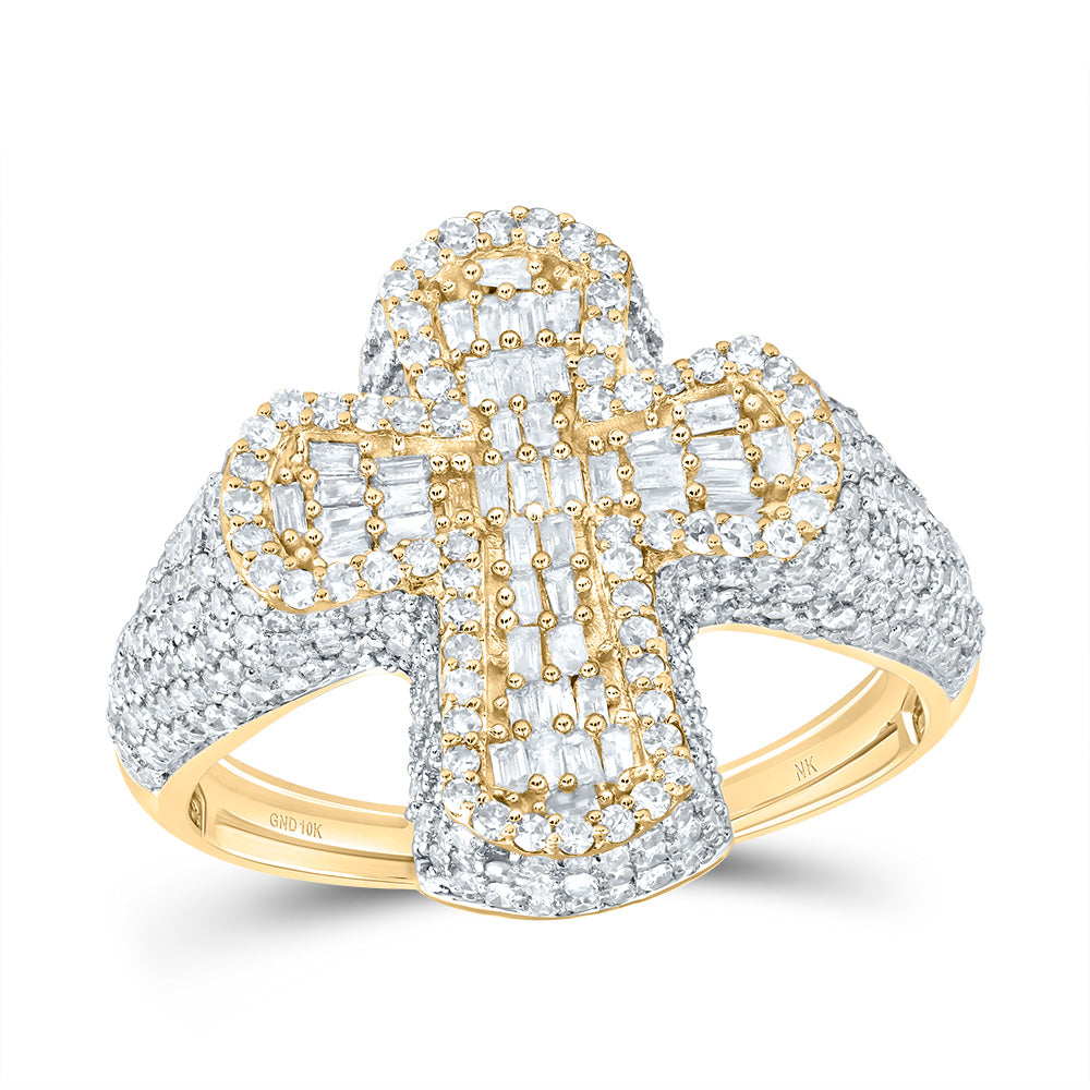 1 7/8CTW-DIA NK CROME CROSS MENS RING