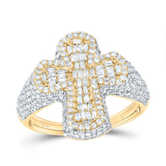1 7/8CTW-DIA NK CROME CROSS MENS RING