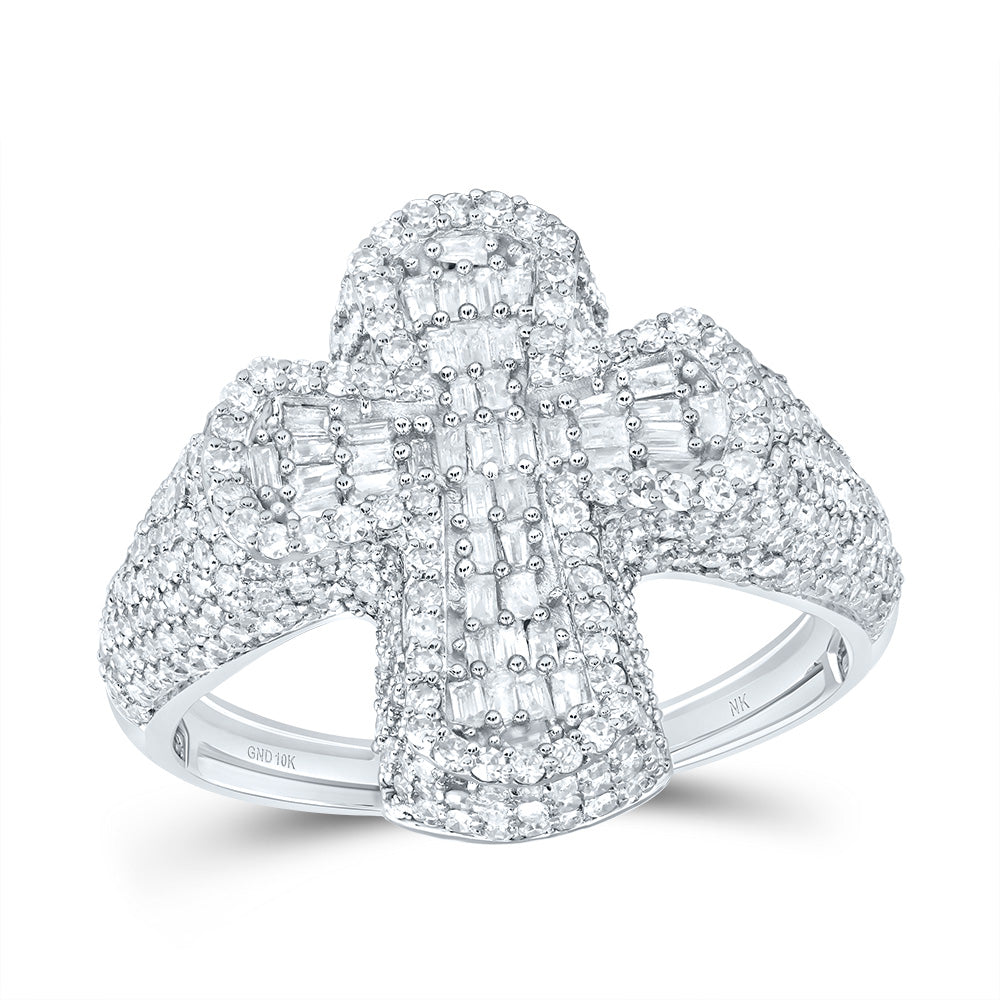 1 7/8CTW-DIA NK CROME CROSS MENS RING