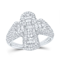 1 7/8CTW-DIA NK CROME CROSS MENS RING