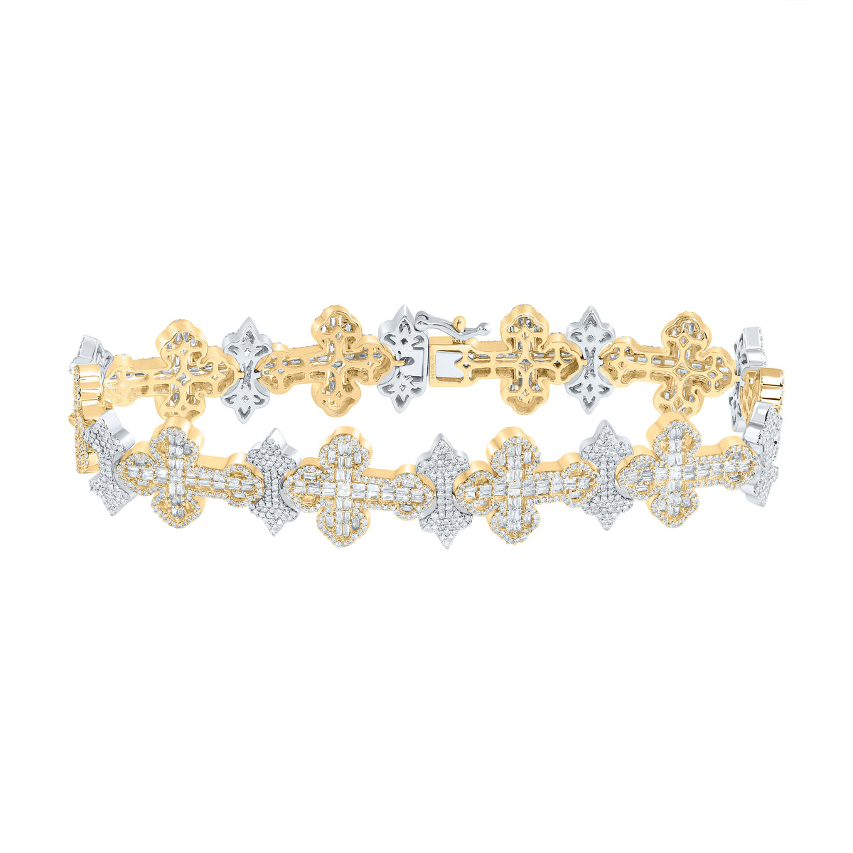 10k Gold 6 3/4 CTW-Natural Diamond Cross Mens Bracelet (8 Inch ) Gram
