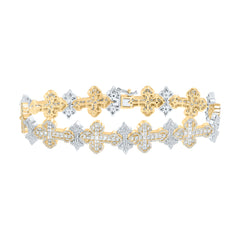 10k Gold 6 3/4 CTW-Natural Diamond Cross Mens Bracelet (8 Inch ) Gram