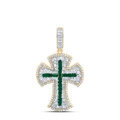 1CTW-DIA NK 7/8CT-BAG-EM NAT GEM CROSS MENS CHARM