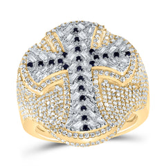 2 7/8CTW-DIA NK 1/5CT RD-BS NAT GEM CROSS MENS RING