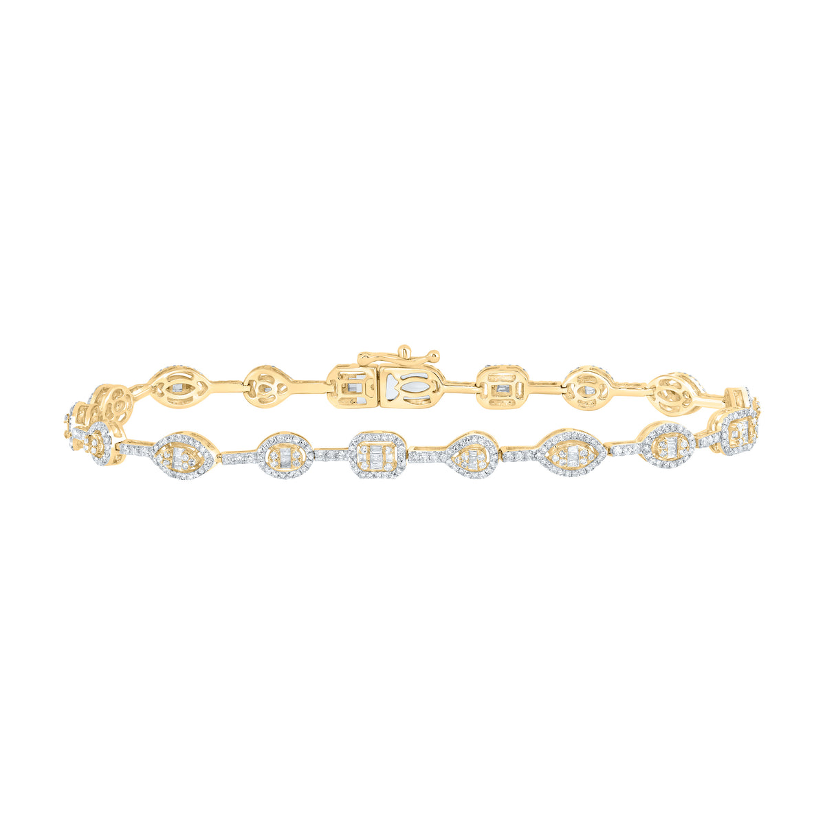 10K Yellow Gold 1 3/8 CTW-Natural Diamond Fashion Bracelet (7 Inch ) 6.95 Gram