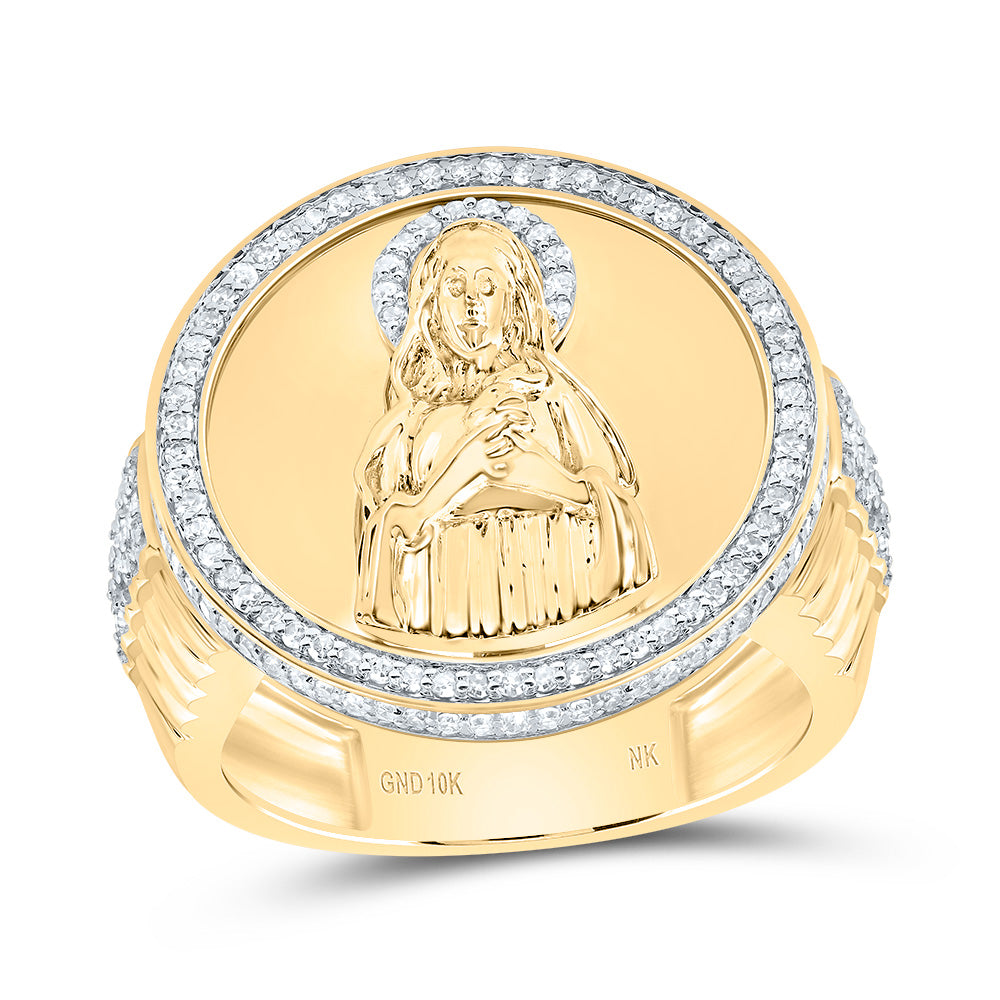 5/8CTW-DIA NK VIRGIN MOTHER MARY ROUND MENS RING