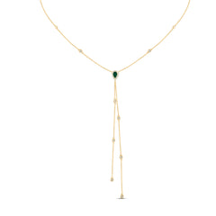 1/4CTW-DIA CN 5X3MM PS-EM NAT GEM NECKLACE(18 INCH)