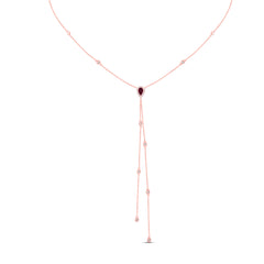 1/4CTW-DIA CN 5X3MM PS-RU NAT GEM NECKLACE(18 INCH)